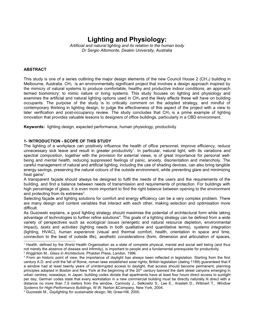 Lighting and Physiology - CH2 Technical Paper