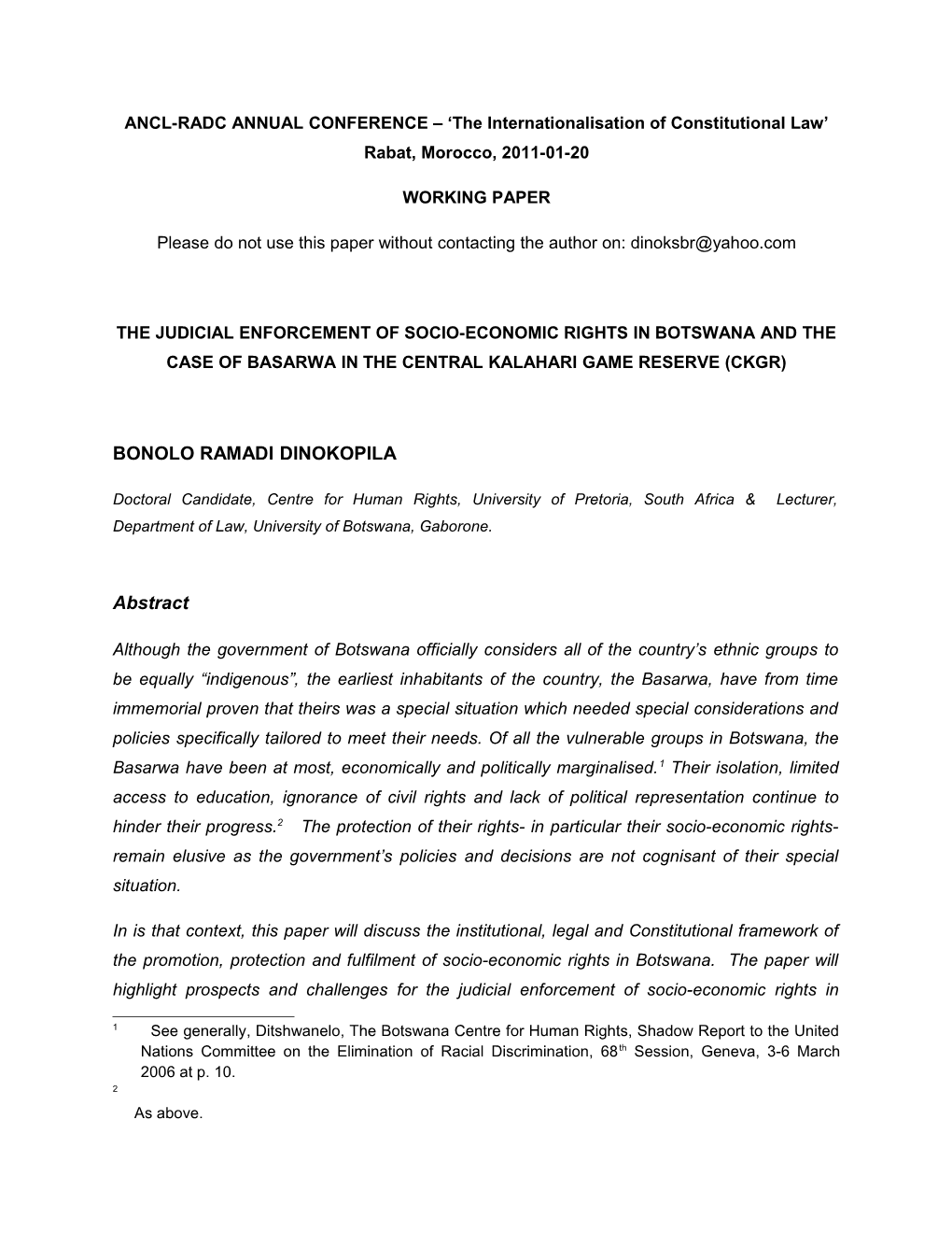 The Judicial Enforcement of Socio-Economic Rights in Botswana