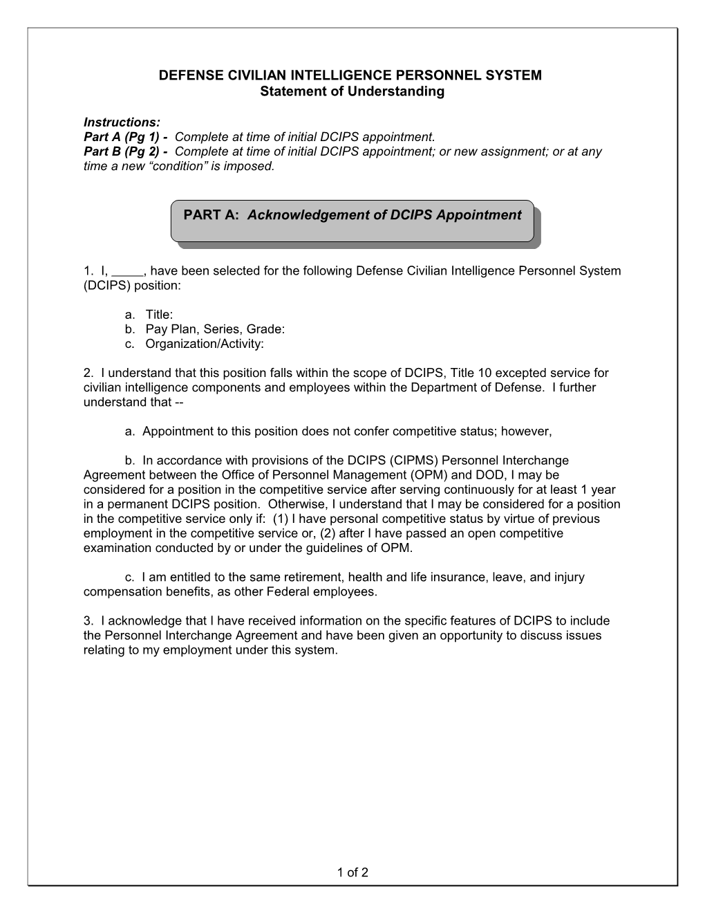 Defense Civilian Intelligence Personnel System (DCIPS)