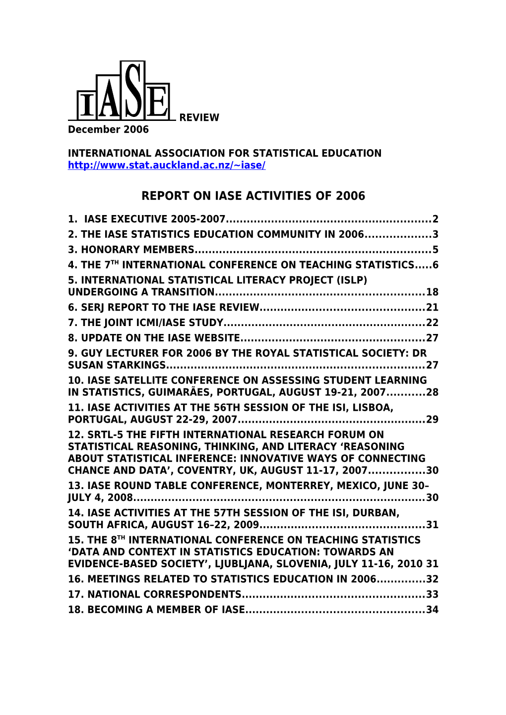 Internationalassociation for STATISTICAL EDUCATION