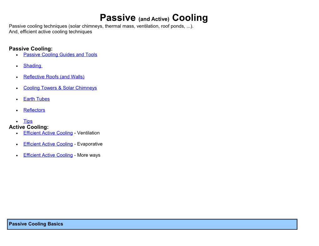 Passive (And Active) Cooling