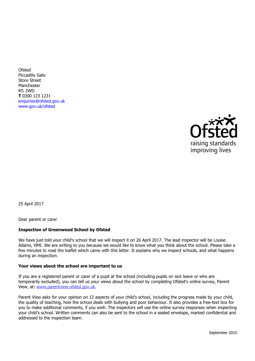 Inspection of Greenwood School by Ofsted