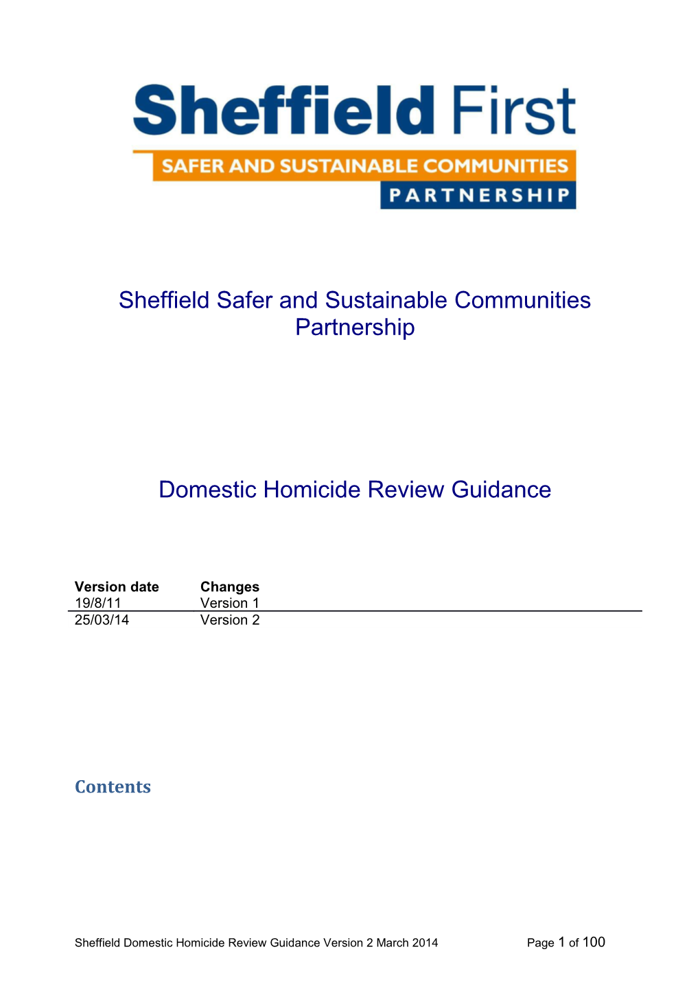 Sheffield Safer and Sustainable Communities Partnership