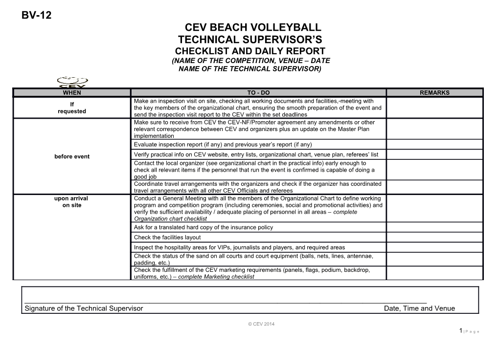 Signature of the Technical Supervisor Date, Time and Venue