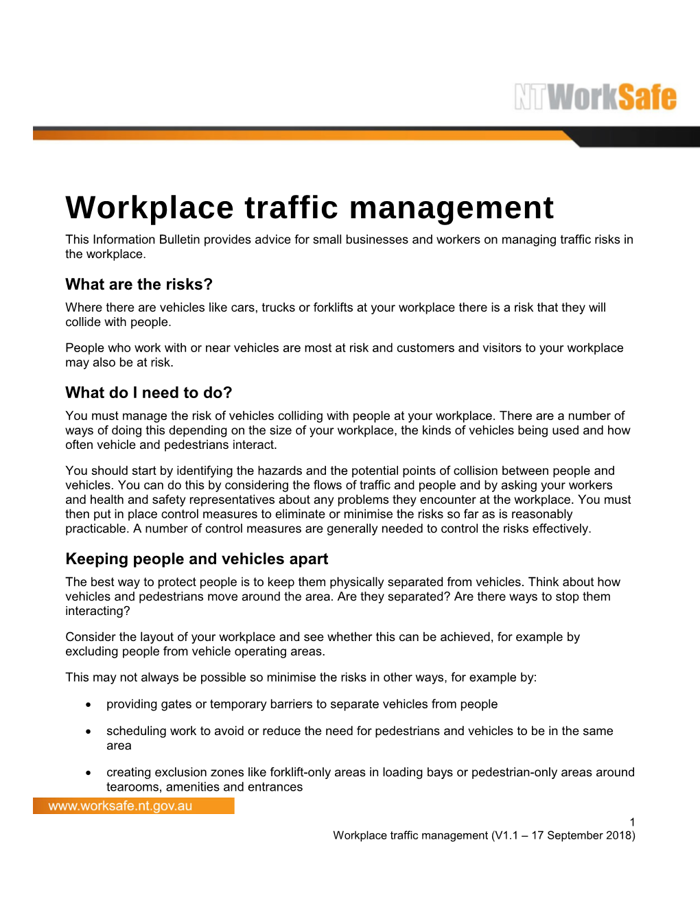 Workplace Traffic Management
