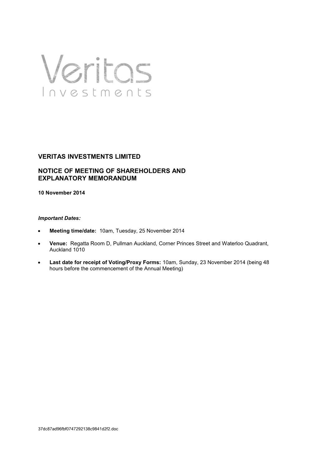 Veritas Investments Limited