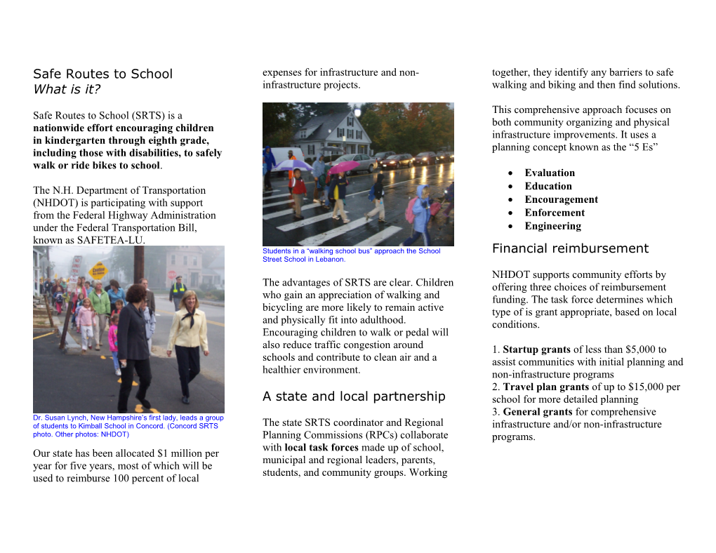 New Hampshire Safe Routes to School Program What Is It