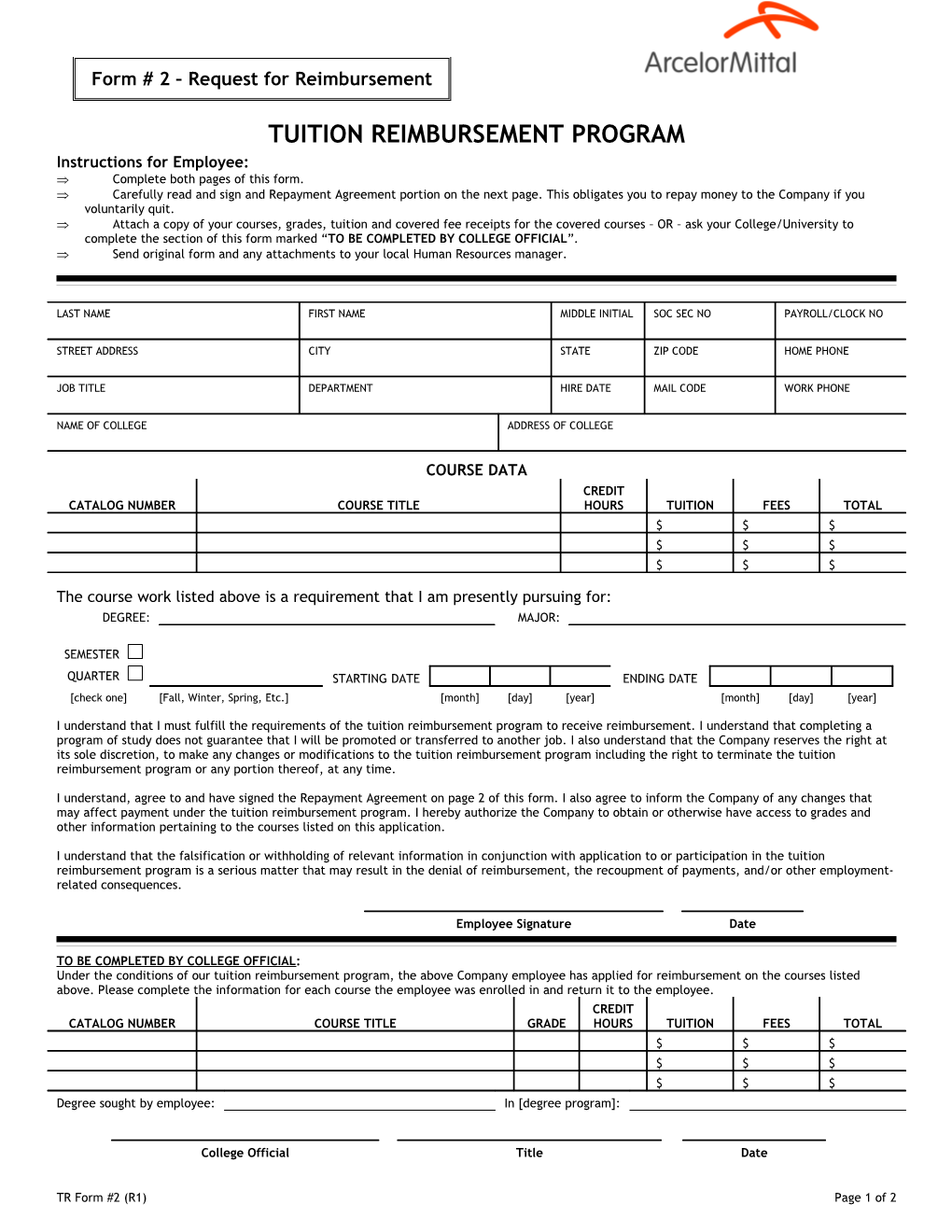 Form # 1 - Application for Approval