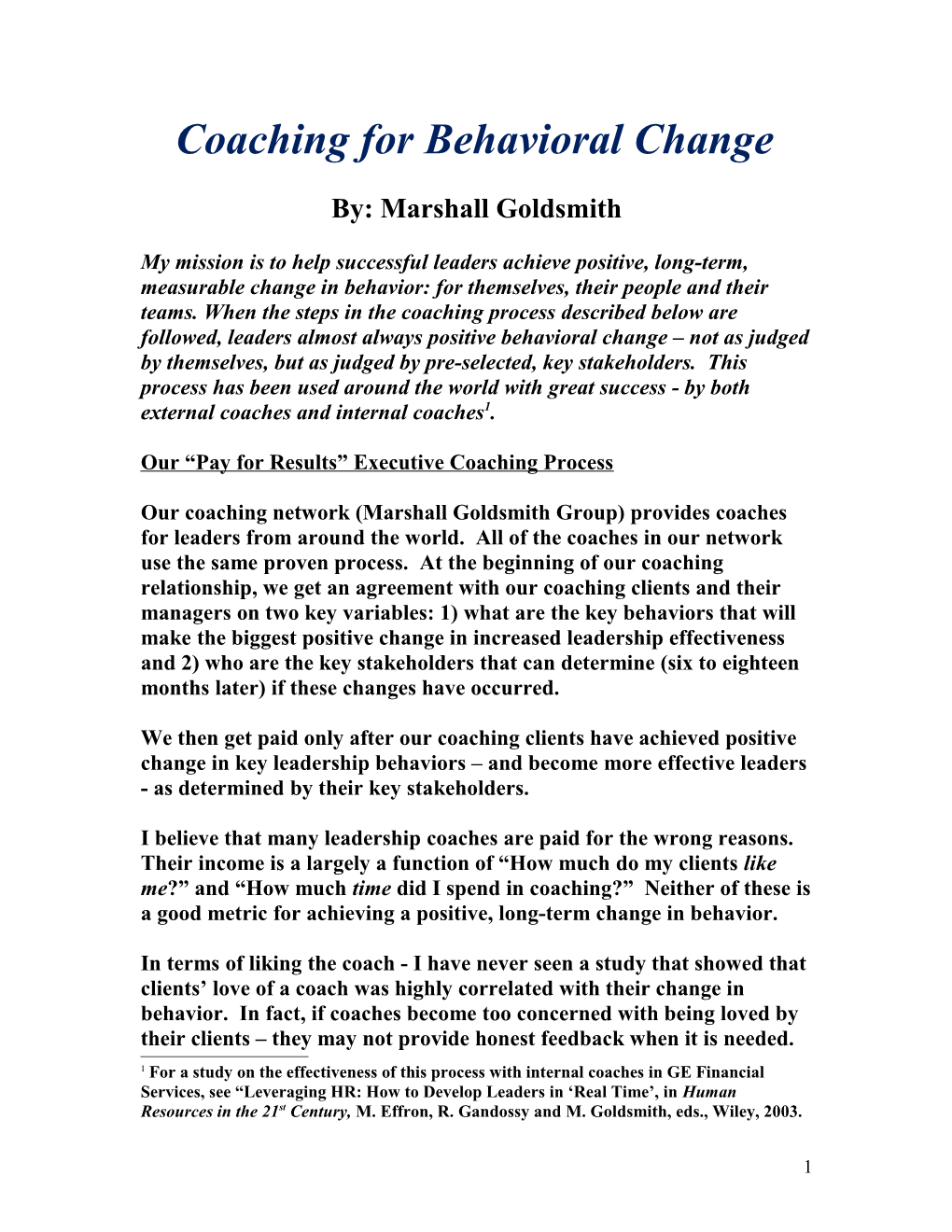 Changing Leadership Behavior