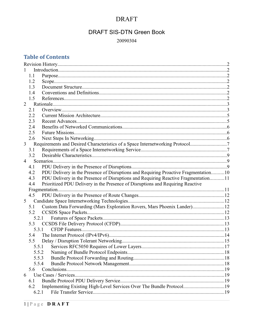 DRAFT SIS-DTN Green Book