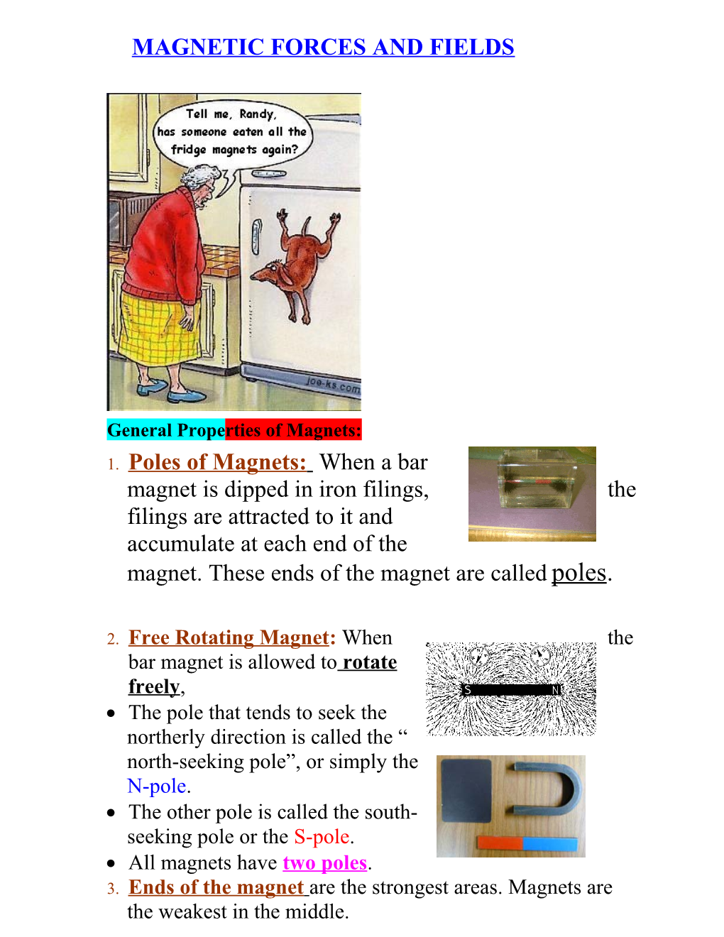 Unit 3 MAGNETIC FORCES and FIELDS