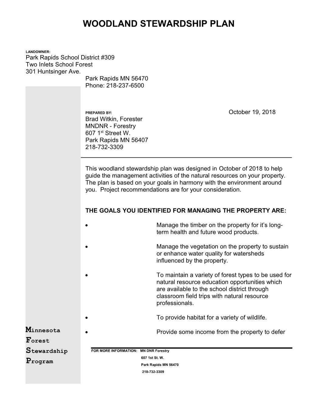 Woodland Stewardship Plan