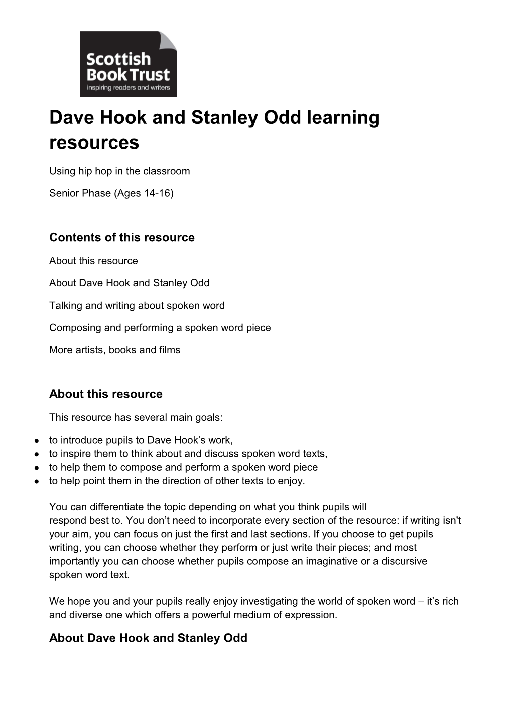 Dave Hook and Stanley Odd Learning Resources