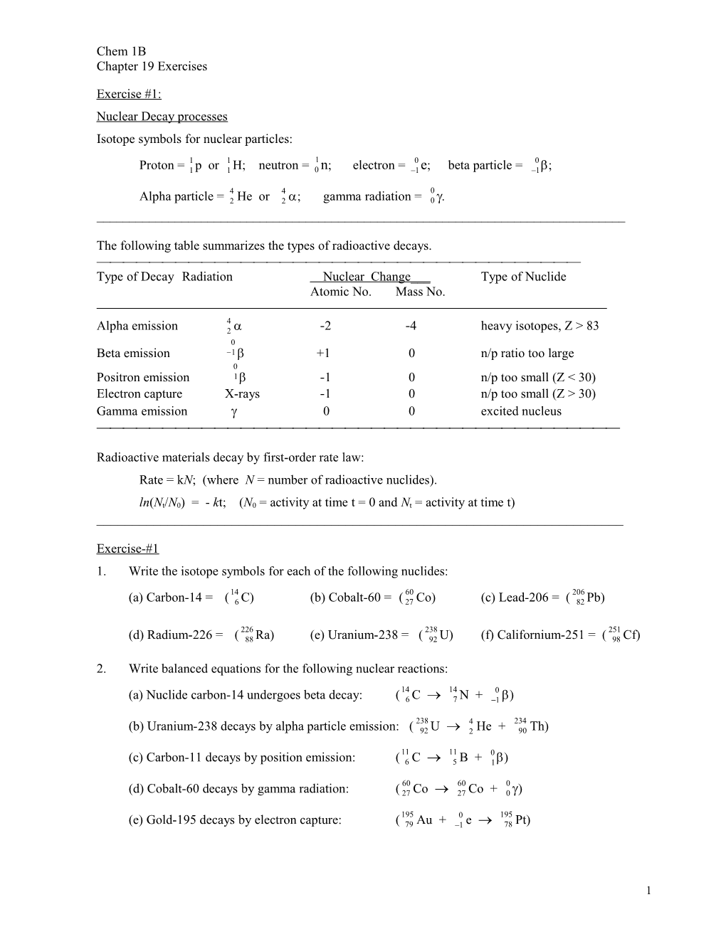 Chapter 19 Exercises