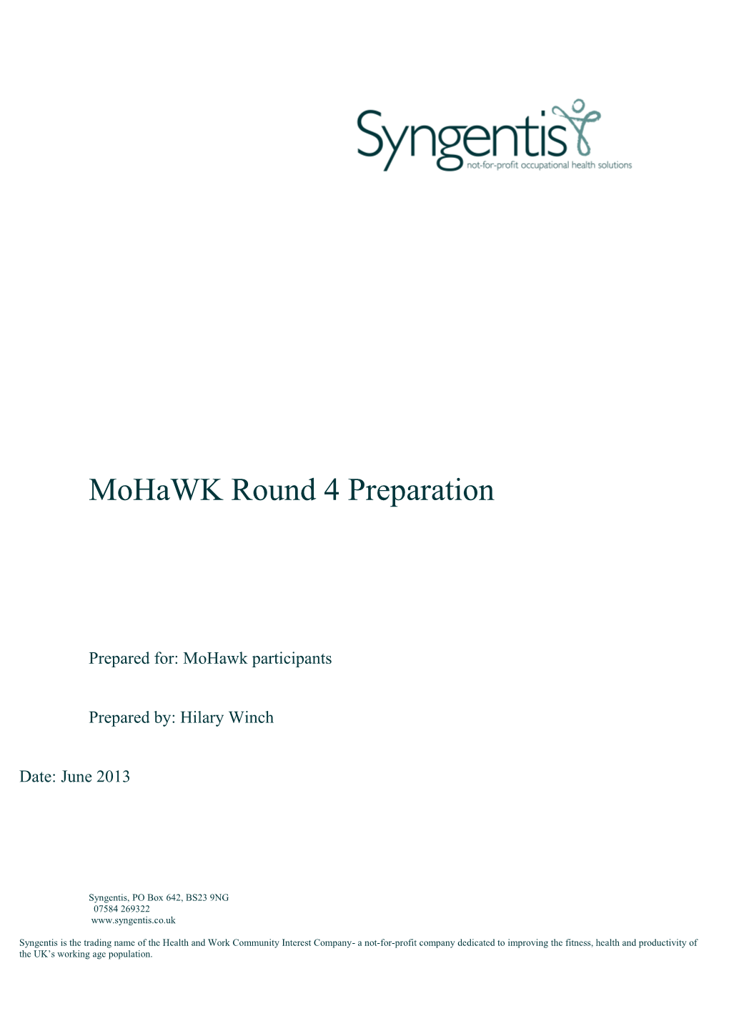 Prepared For:Mohawk Participants