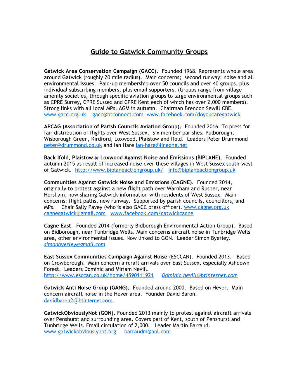 Guide to Gatwick Communitygroups