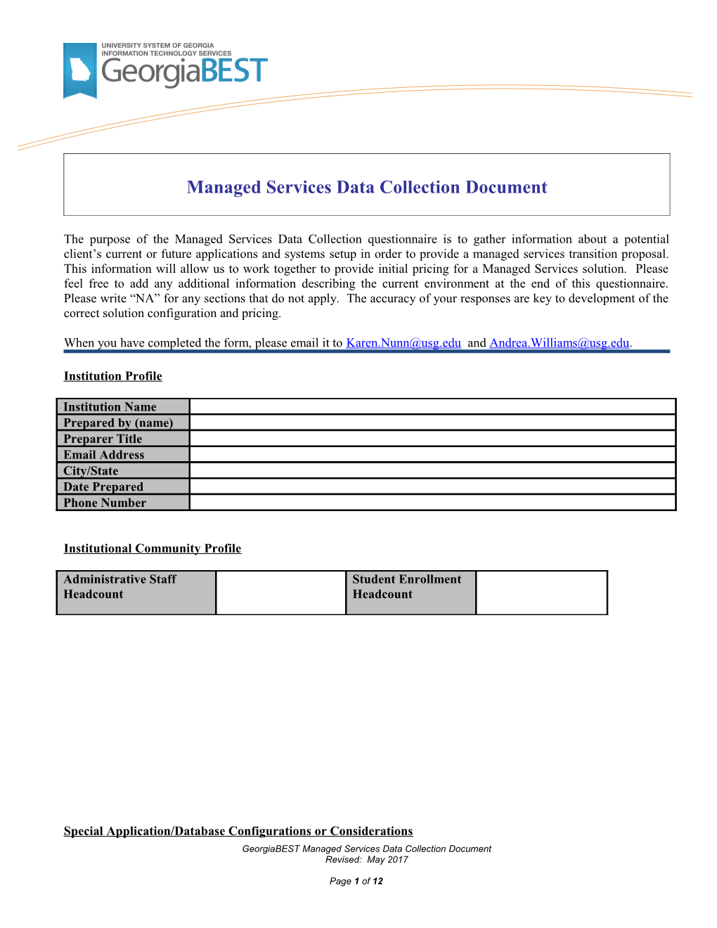 Managed Services Data Collection Document