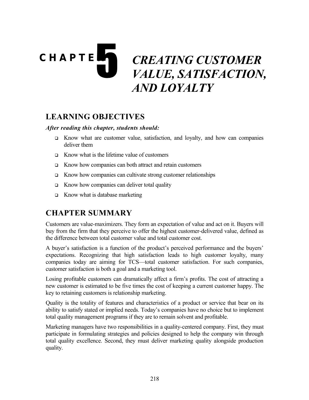 Chapter 5: Creating Customer Value, Satisfaction, and Loyalty