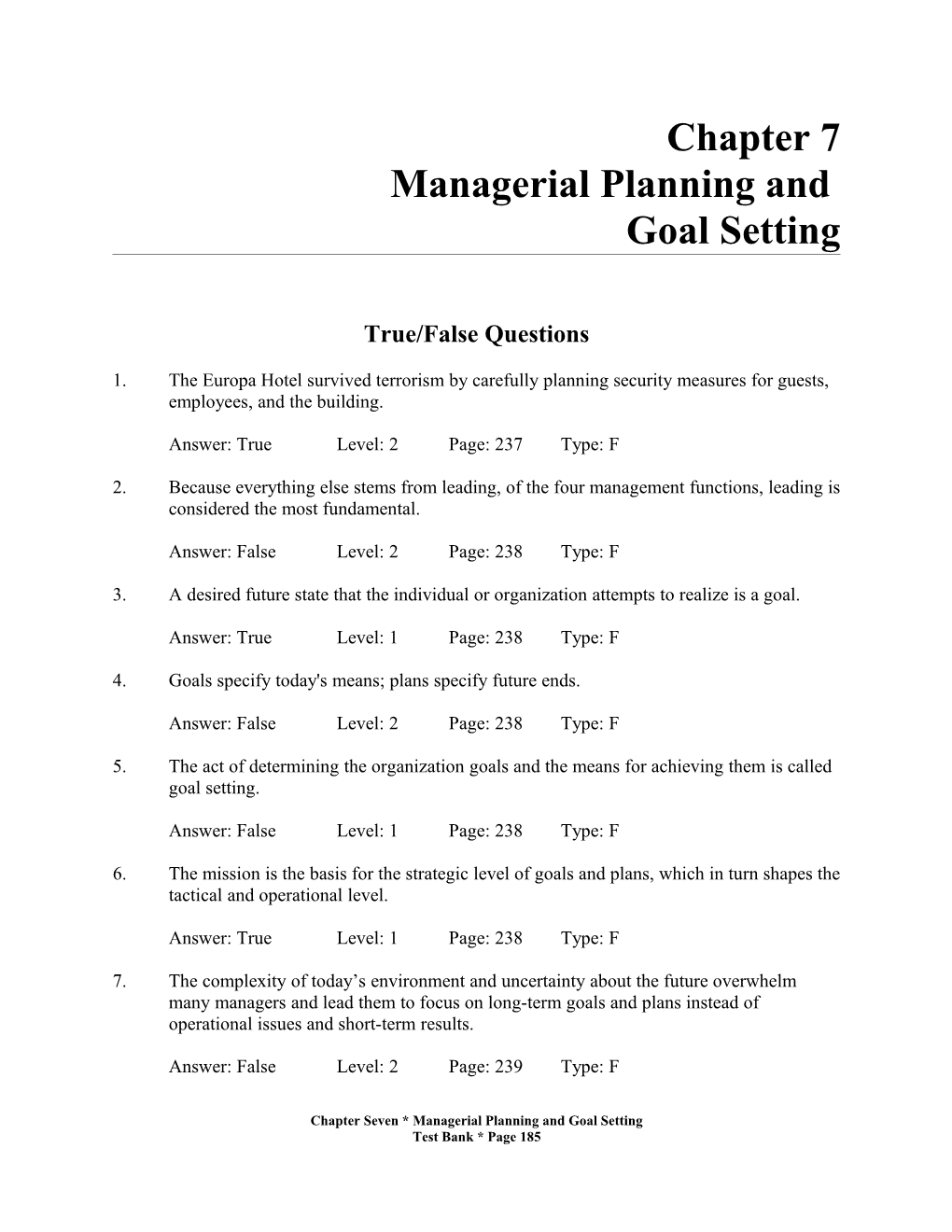 Managerial Planning And
