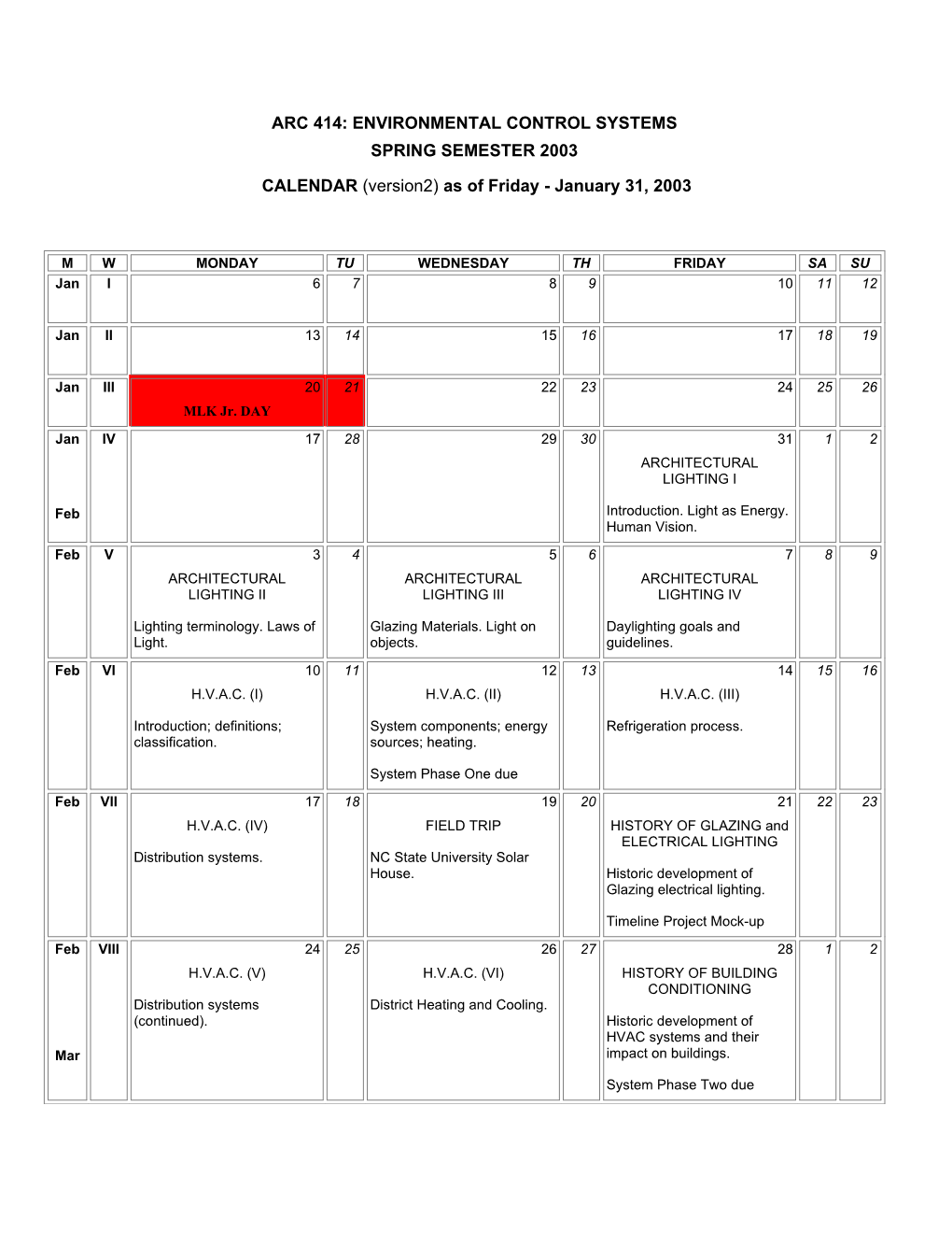 Arc 414: Environmental Control Systems