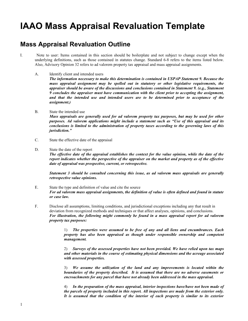 IAAO Mass Appraisal Revaluationtemplate