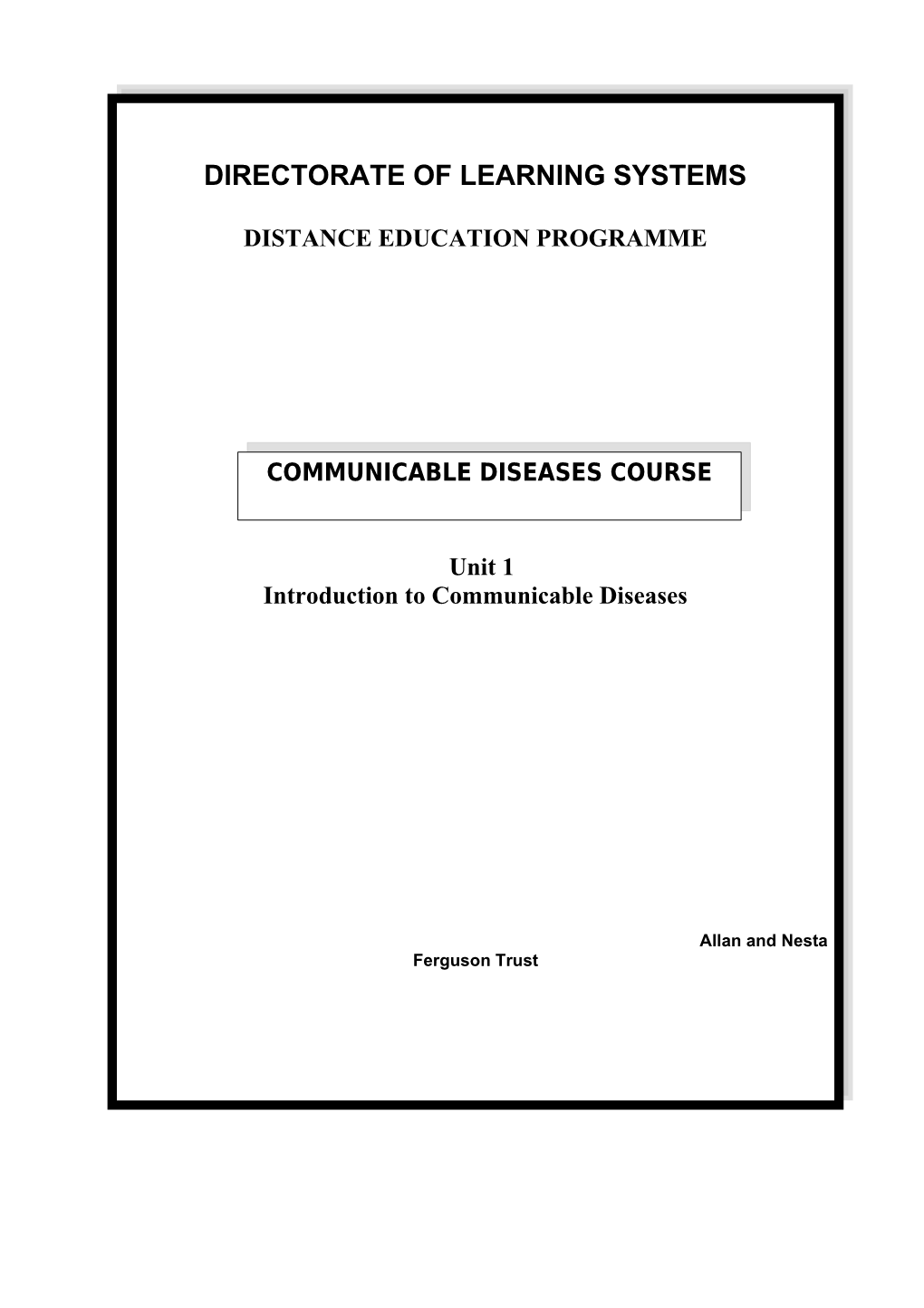 Communicable Duiseases Unit 1