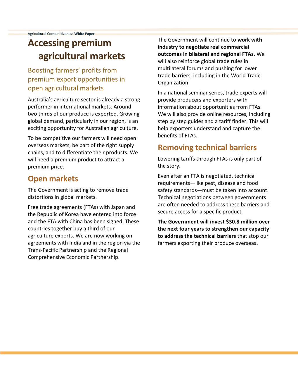 Accessing Premium Agricultural Markets