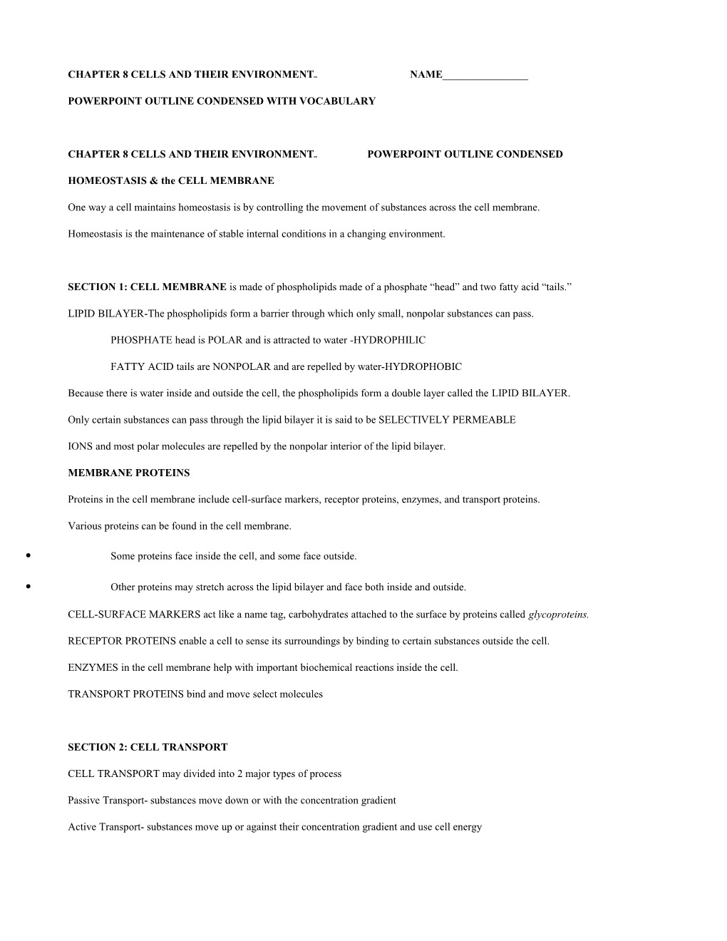 Powerpoint Outline Condensed with Vocabulary