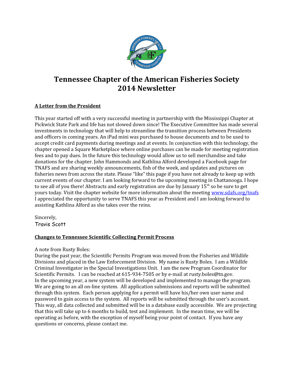 Tennessee Chapter of the American Fisheries Society