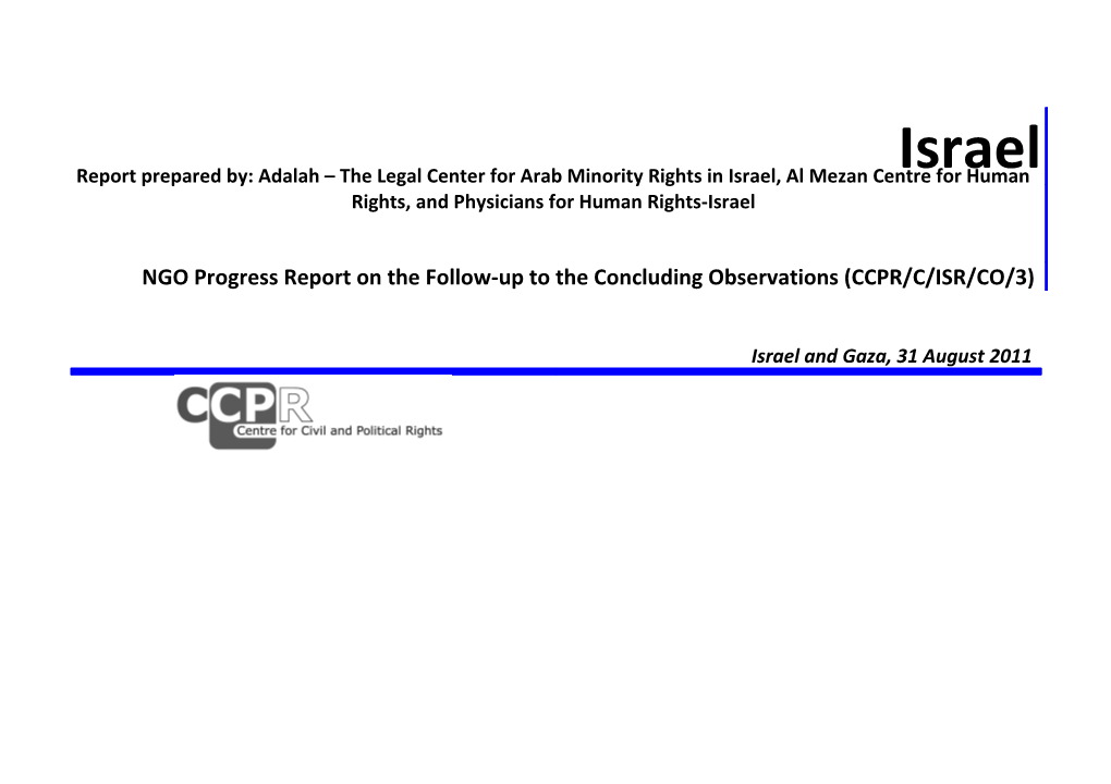 Israel: NGO Report on the Follow-Up to the Concluding Observations