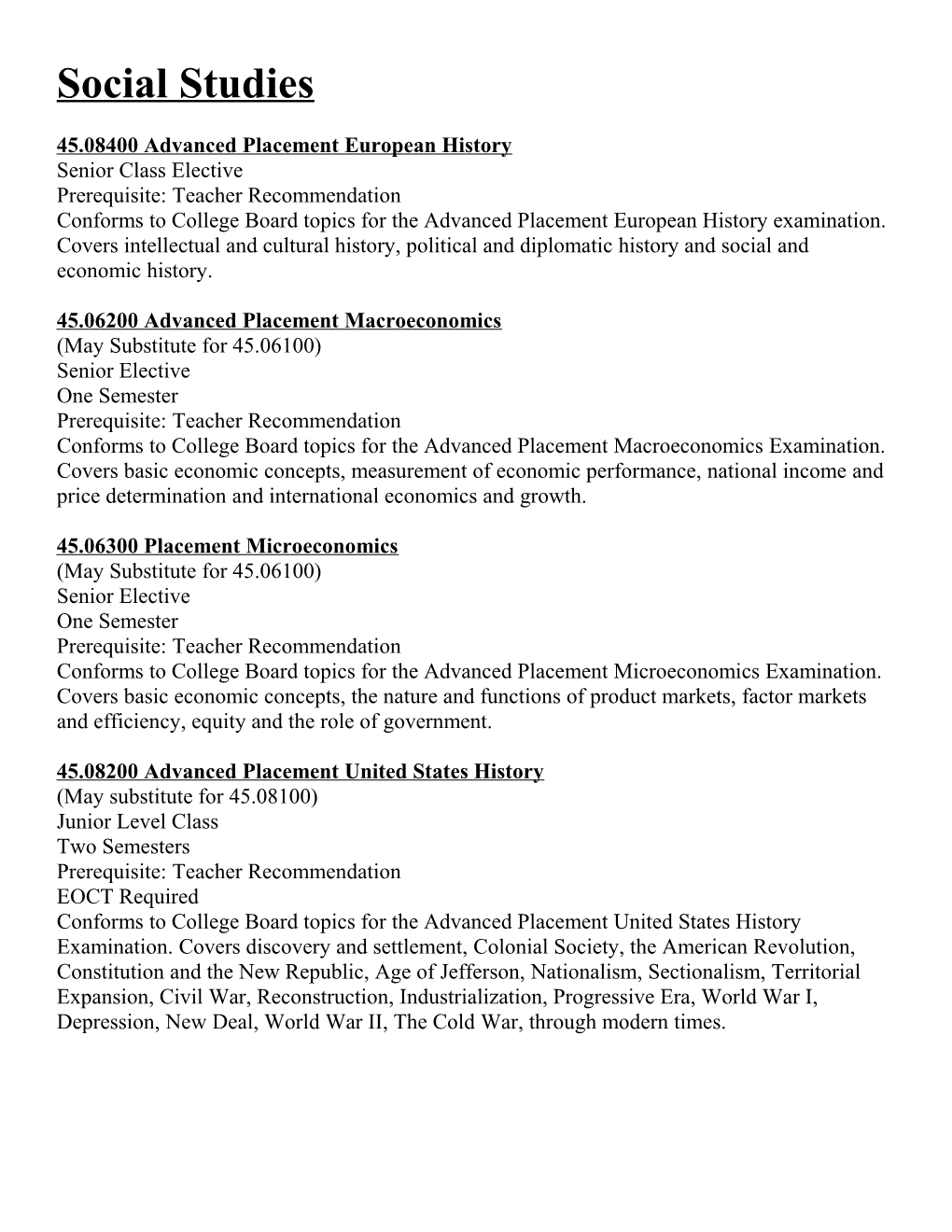 45.08400 Advanced Placement European History