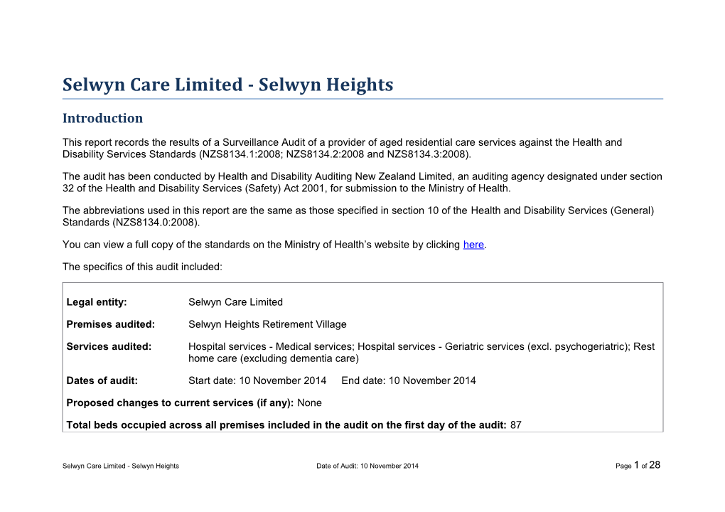 Selwyn Care Limited - Selwyn Heights