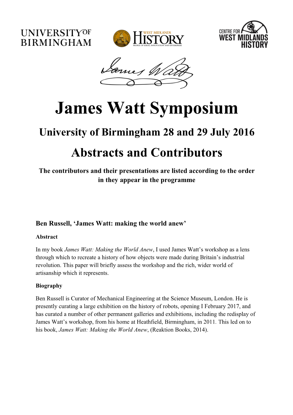 James Watt Symposium