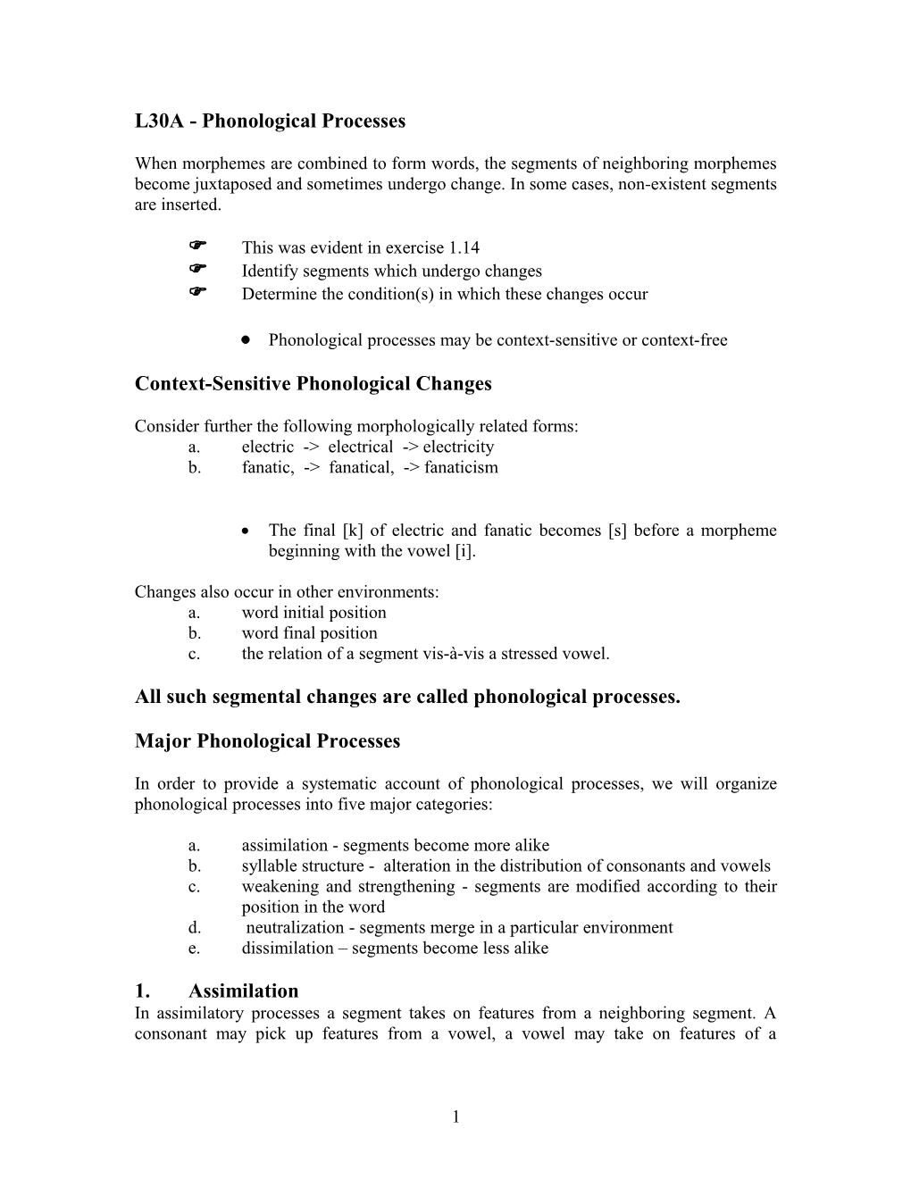 L30A - Phonological Processes