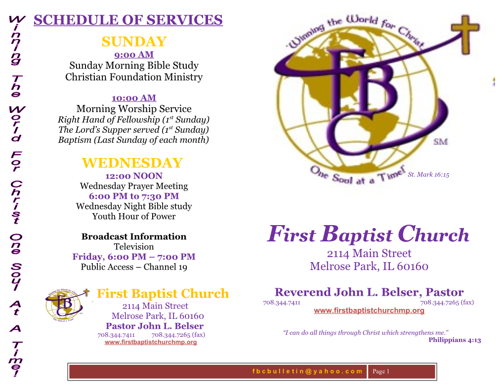 Schedule of Services