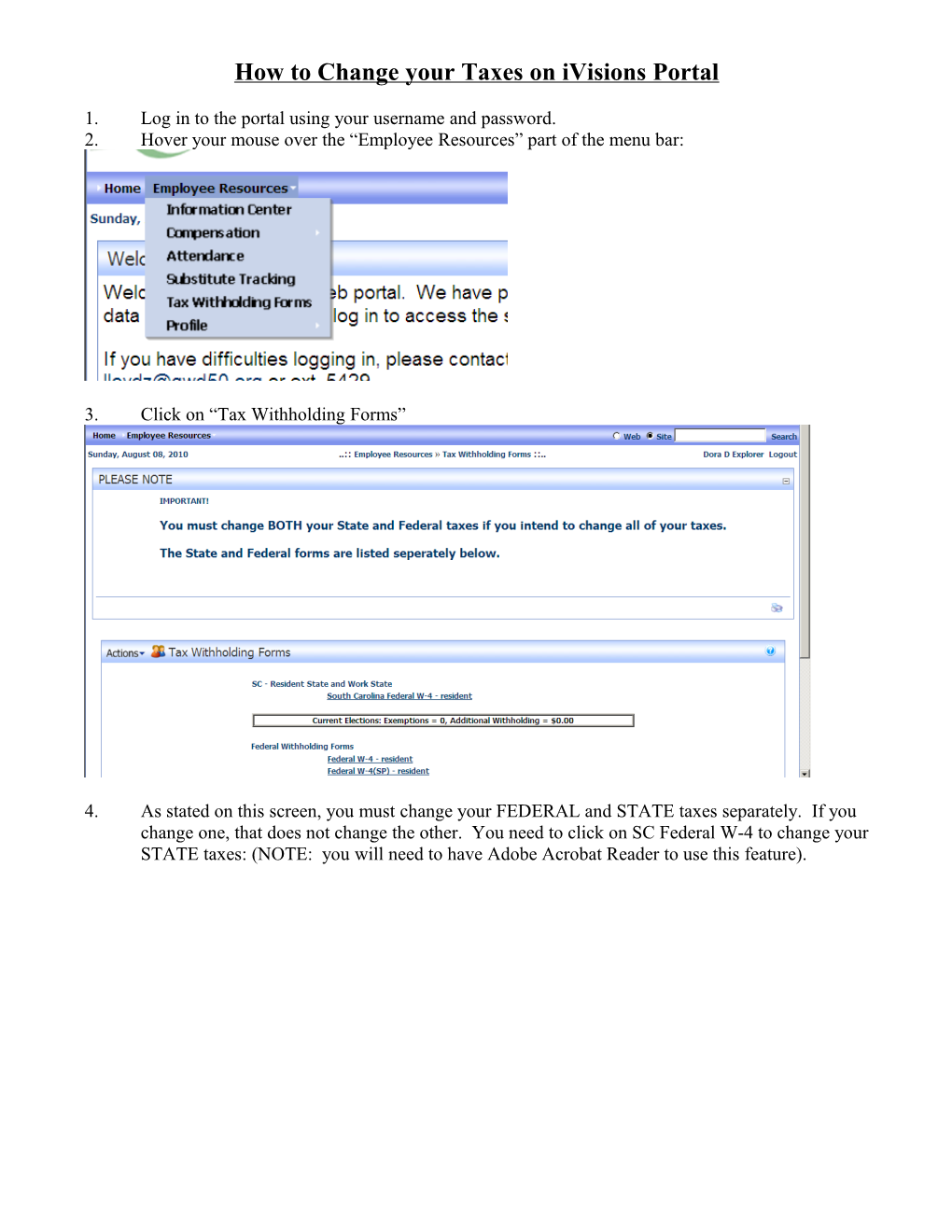 How to Change Your Taxes on Ivisions Portal