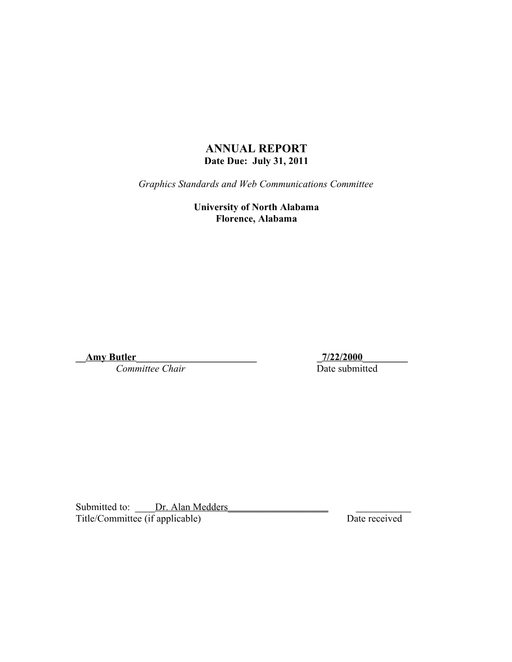 Shared Governance Committee Annual Report Template