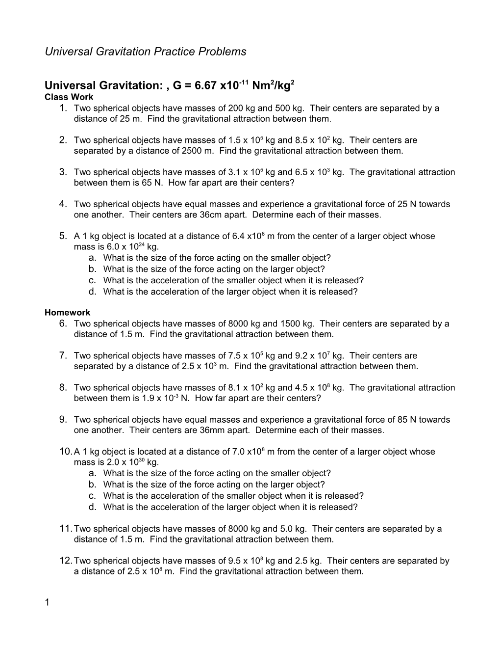 Newton S Law of Universal Gravitation