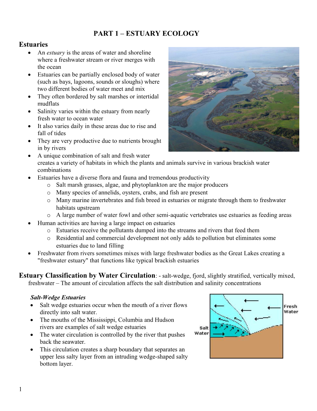 Part 1 Estuary Ecology