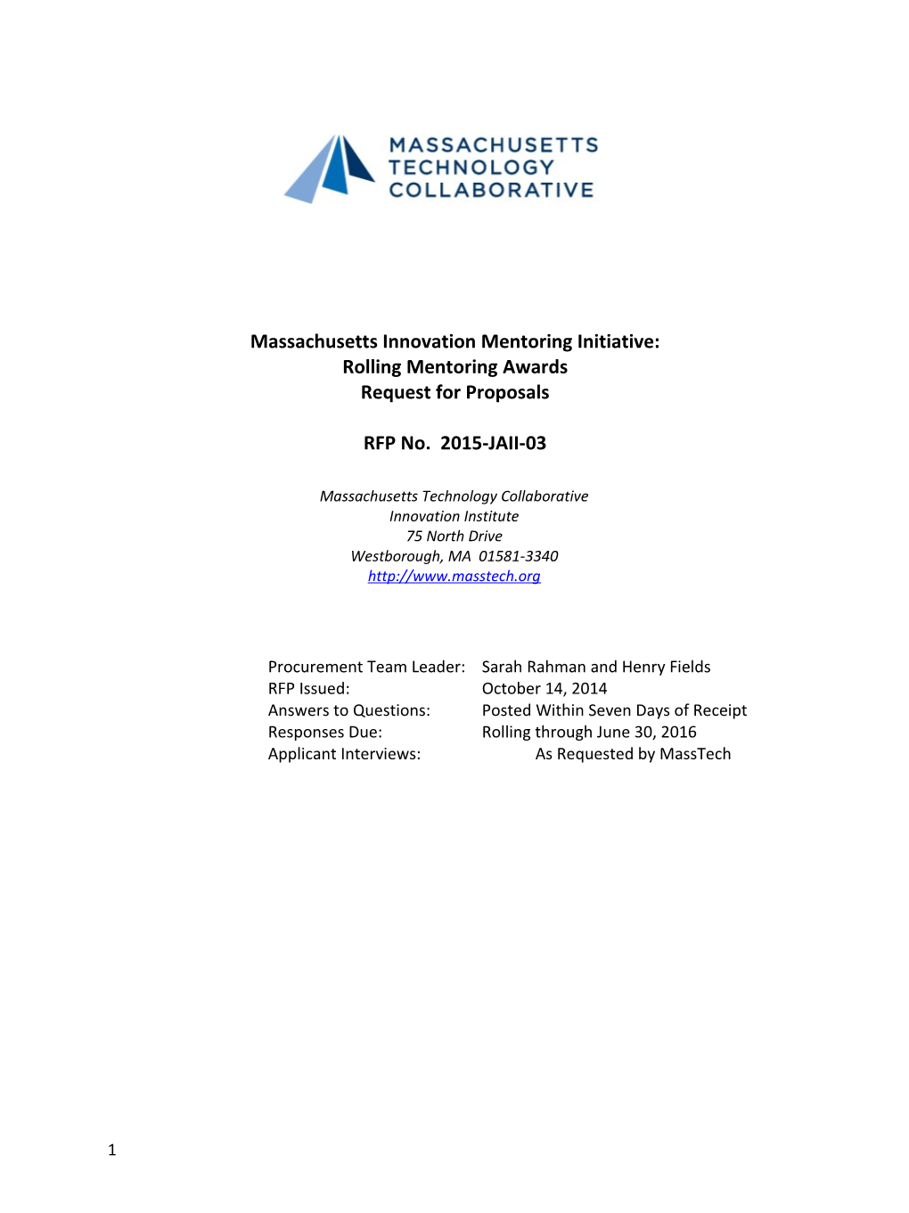 Massachusetts Innovation Mentoring Initiative