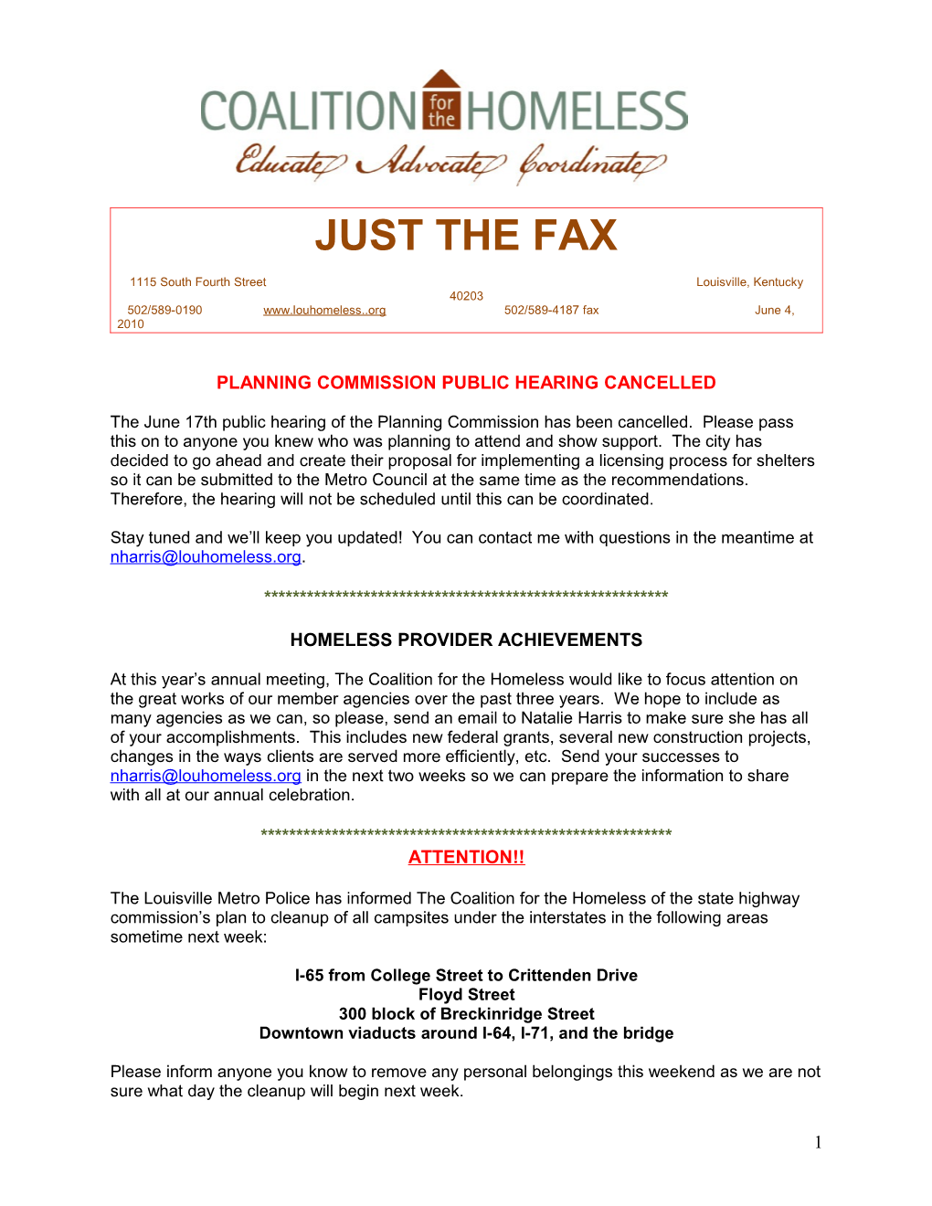 Just the Fax Newsletter