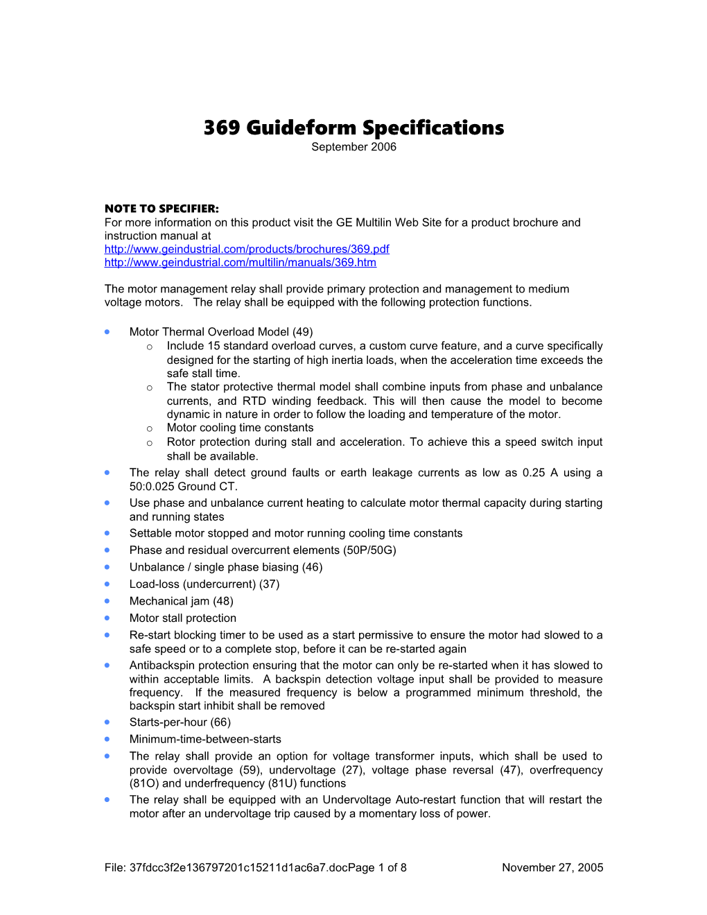 369 Guideform Specifications