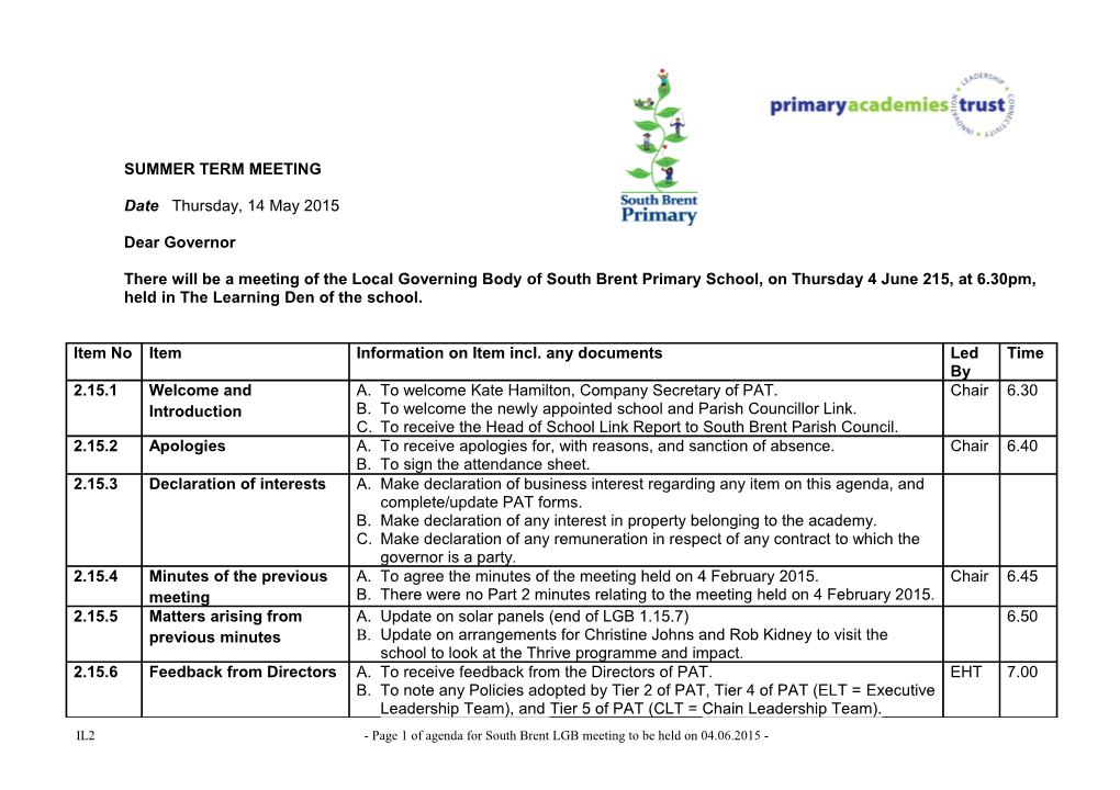 Summer Term Meeting