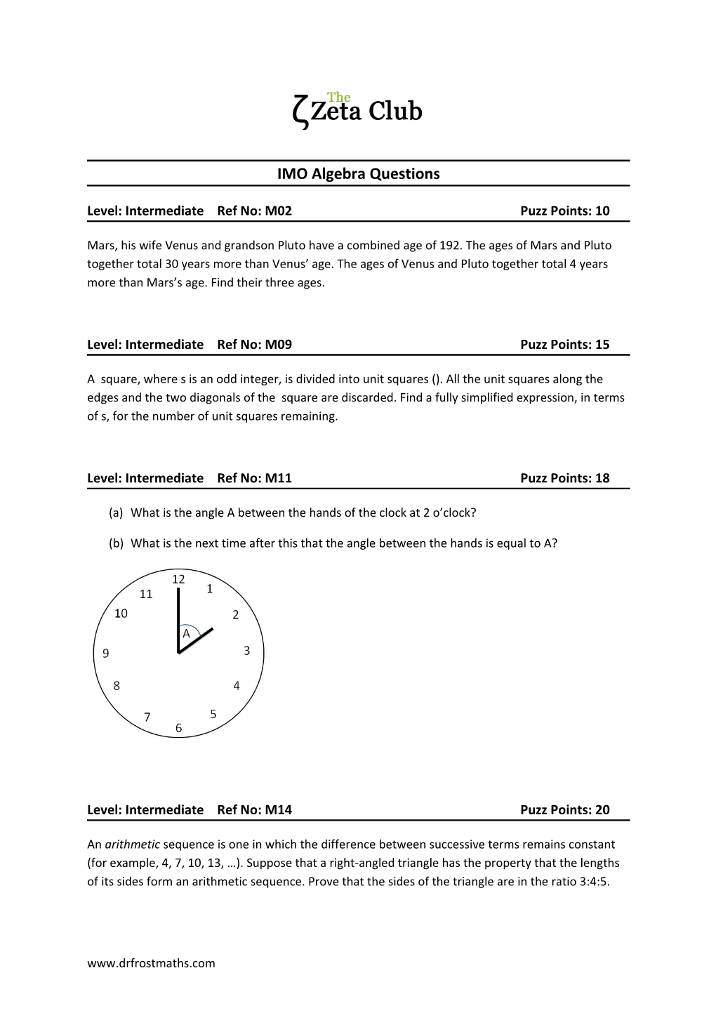 IMO Algebra Questions