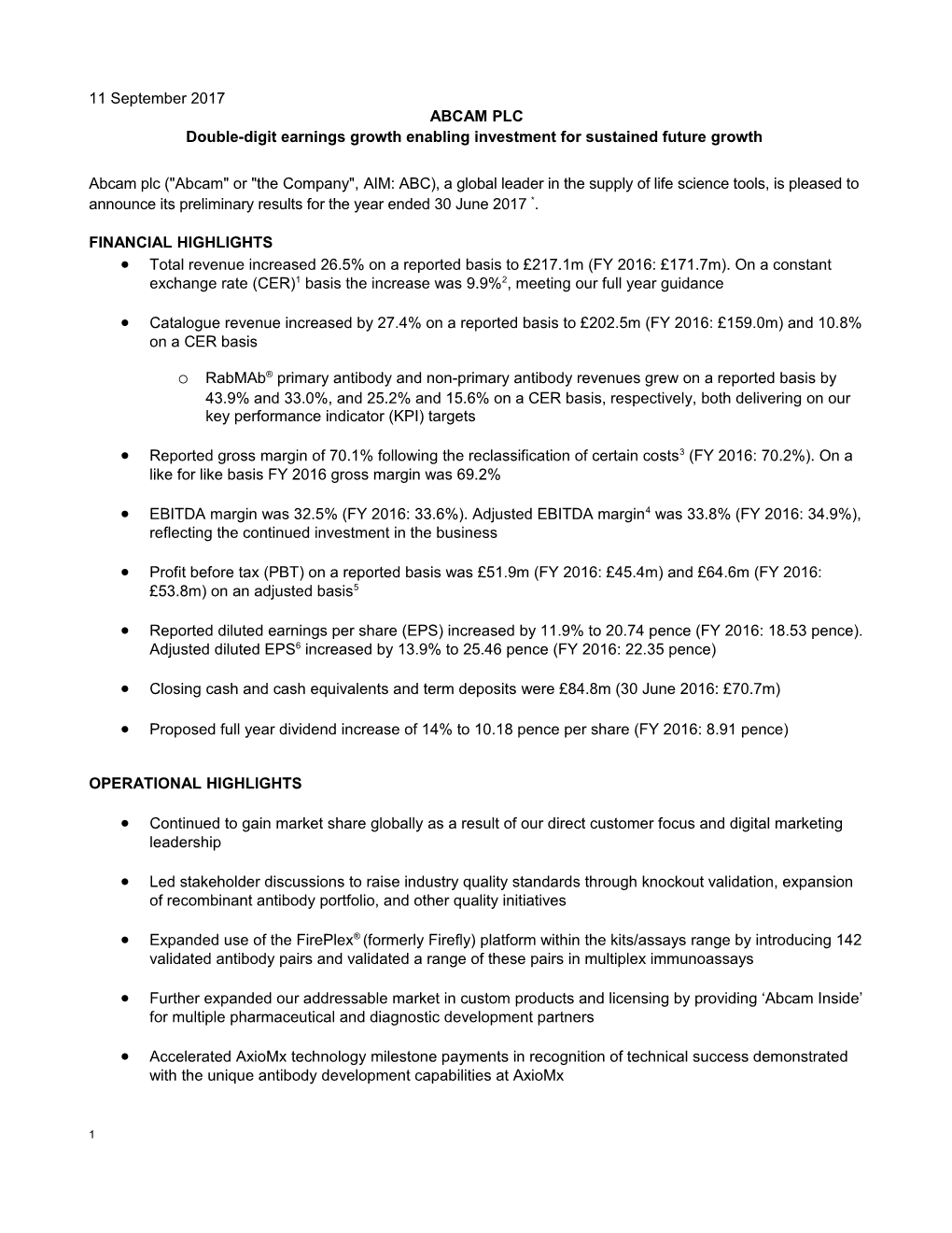 Double-Digit Earnings Growth Enabling Investment for Sustained Future Growth