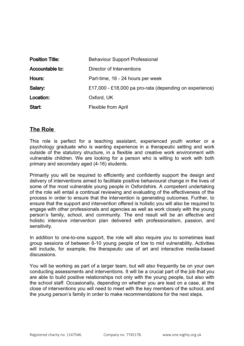 Position Title: Behaviour Support Professional