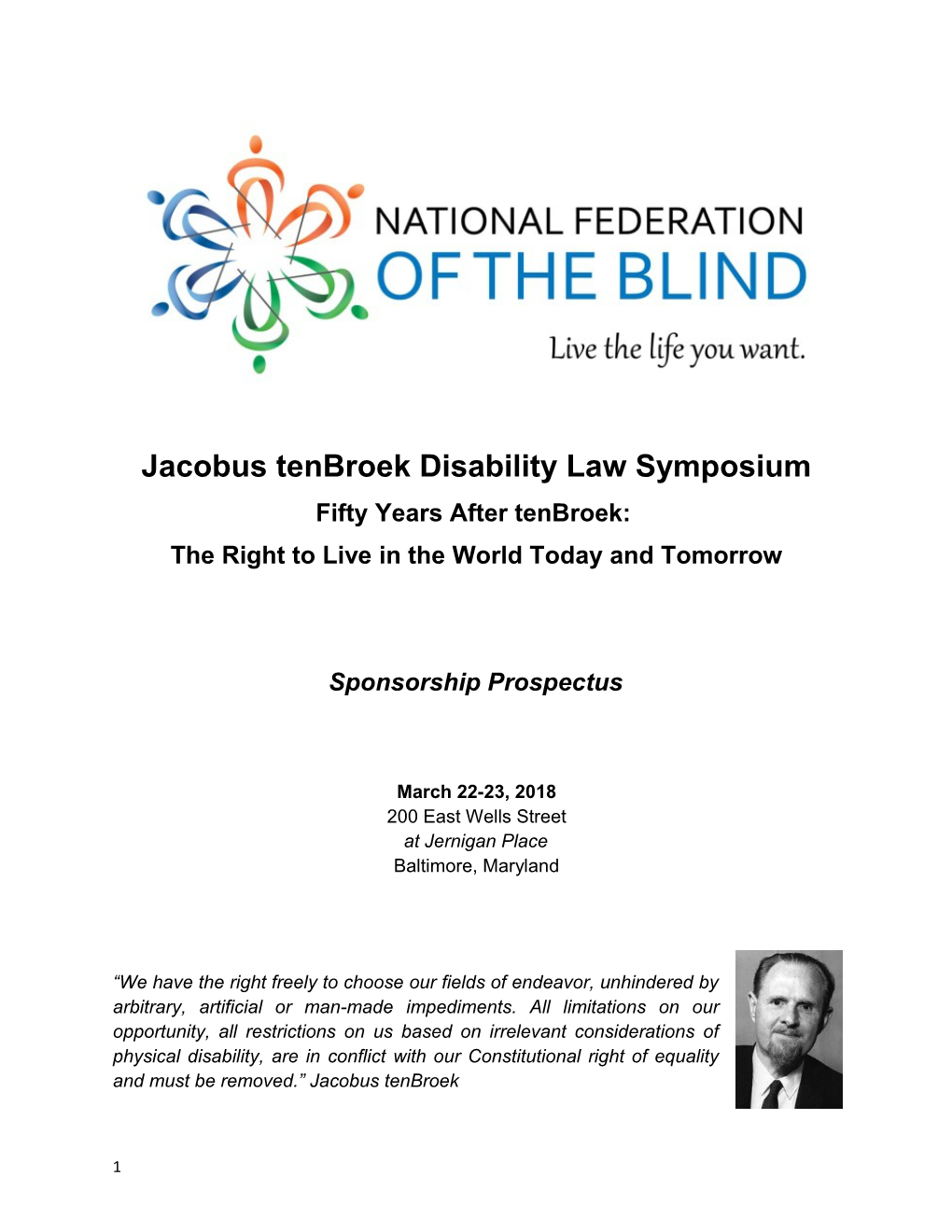 Jacobus Tenbroek Disability Law Symposium