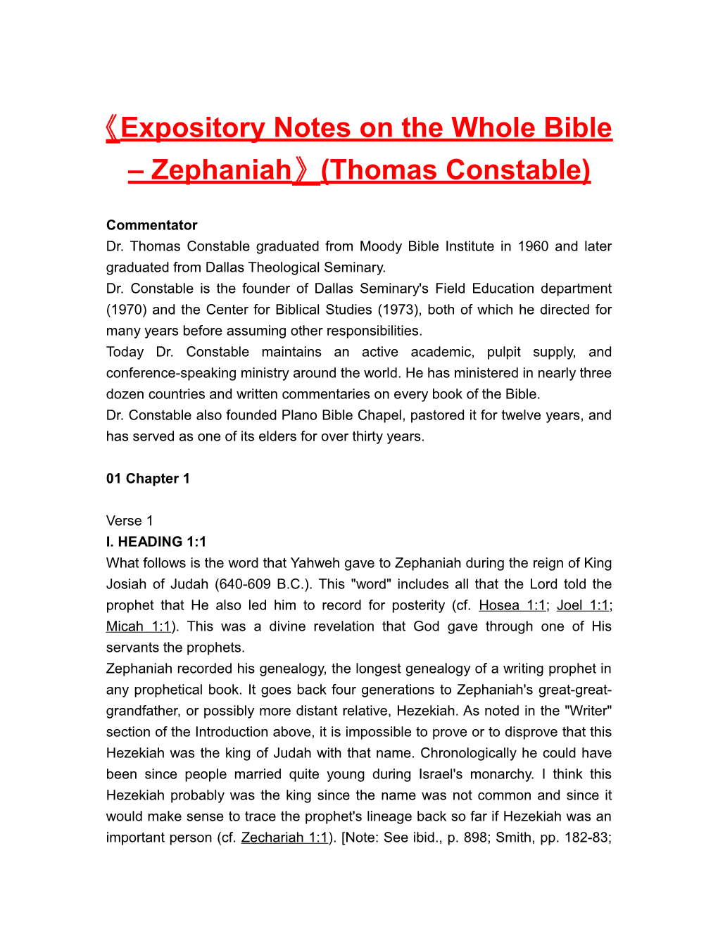 Expositorynotes on the Wholebible Zephaniah (Thomas Constable)