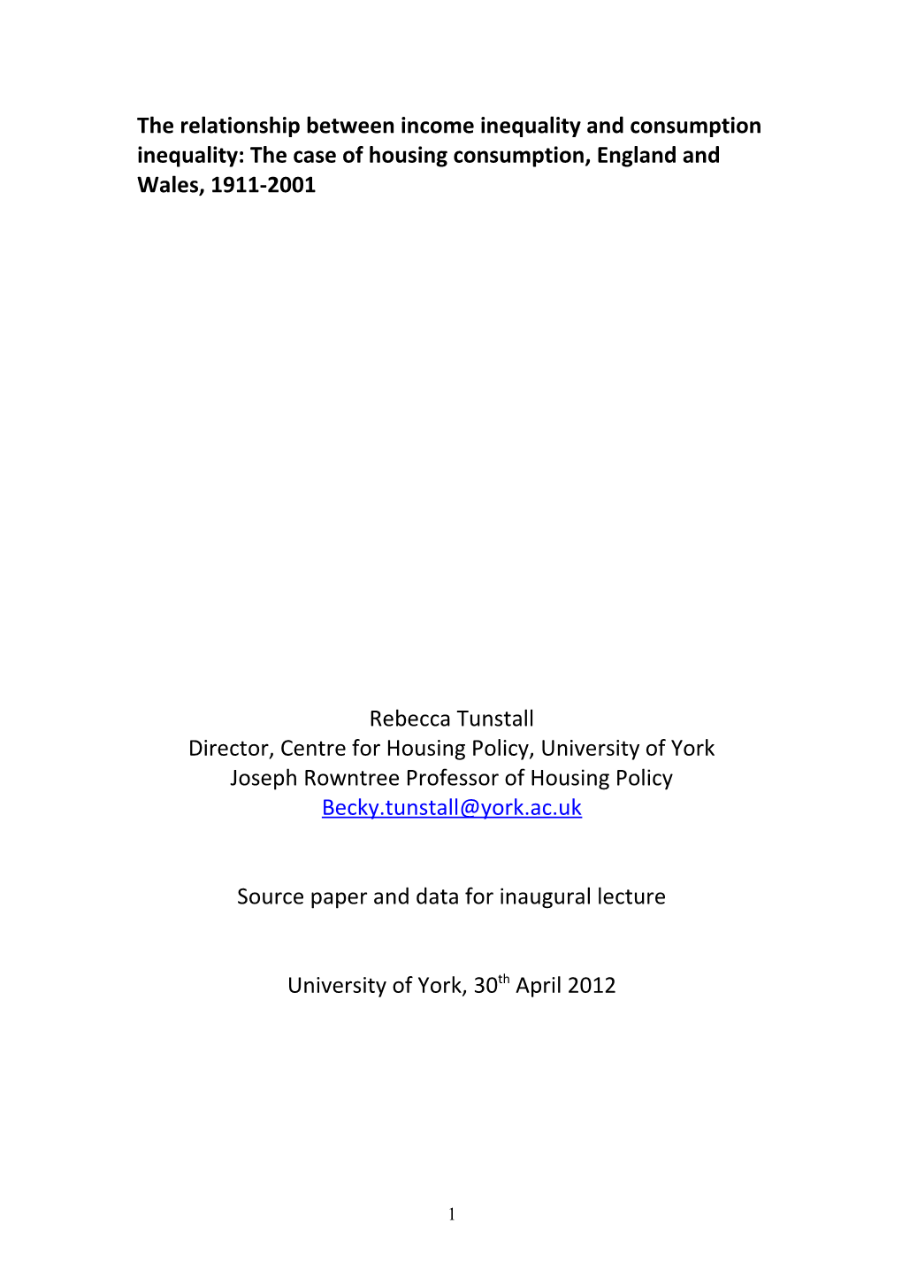 Exploration of Possibility of Article on Inequality in Housing Space and Changes Over Time