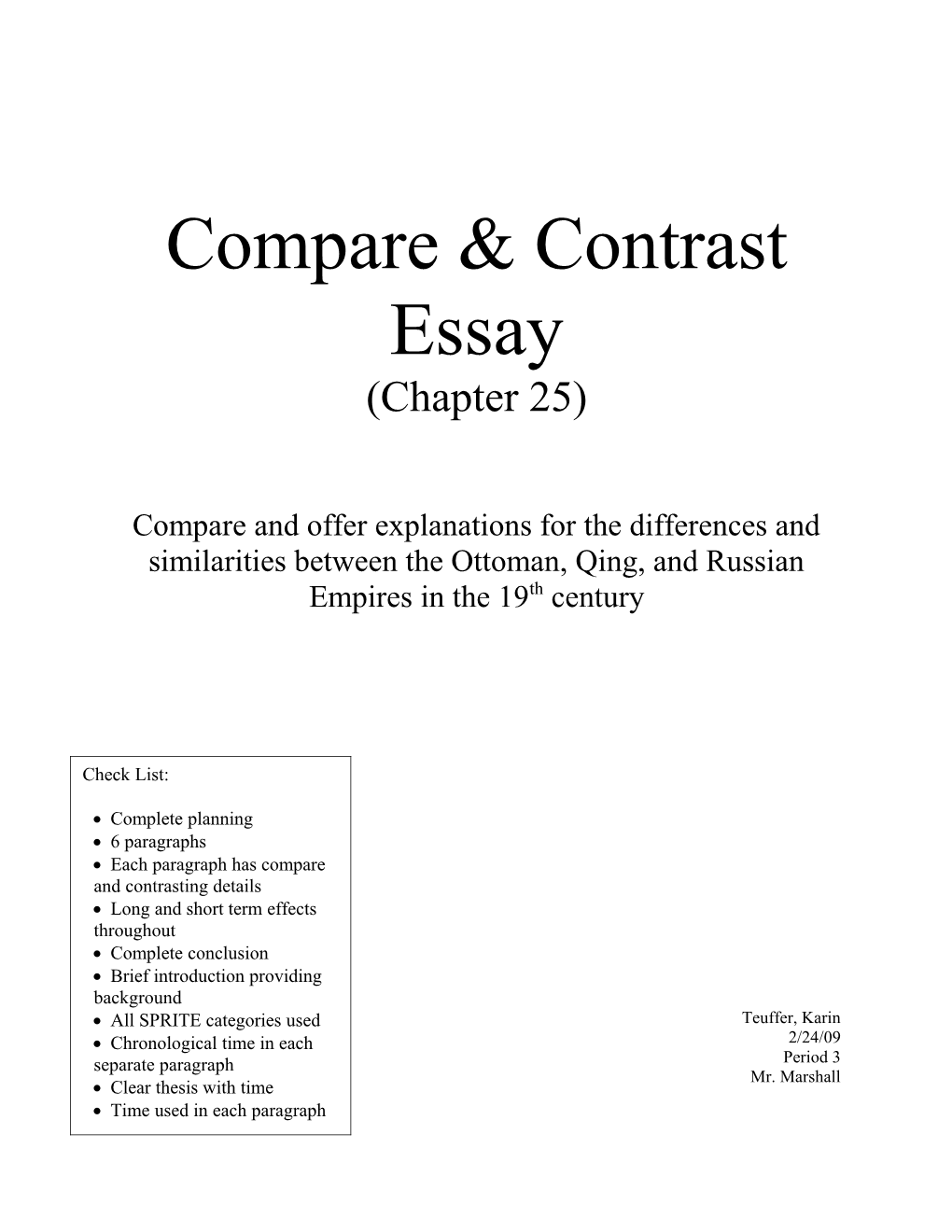 Compare & Contrast Essay